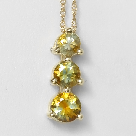 Kaleidoscope Montana Sapphire 3 Stone 14kt Gold Pendant
